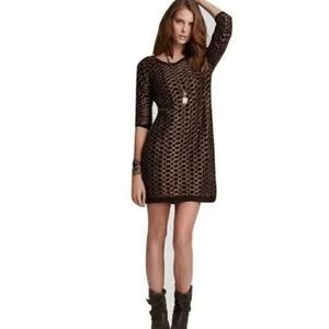 Free People New Romantics Joan of Arc Brown and Gold Sweater Dress